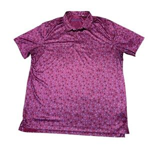 Robert Graham Golf Polo 2XL Burgundy Cocktail Print Short Sleeve Mens